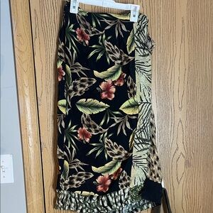 Tropical Floral Print Skirt